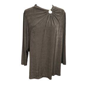 Chico's Shirt Women Size 3 XL Brown Travelers Ring Rouched Top Cocoa Bean NWT